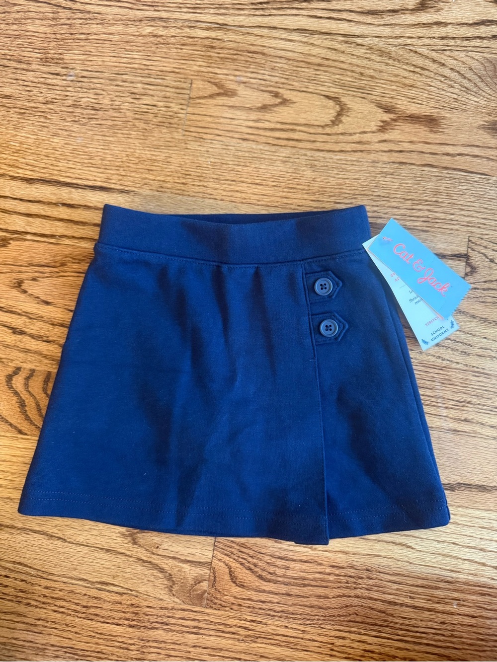 Car & Jack Navy Girls' Knit Skort with Button Detail